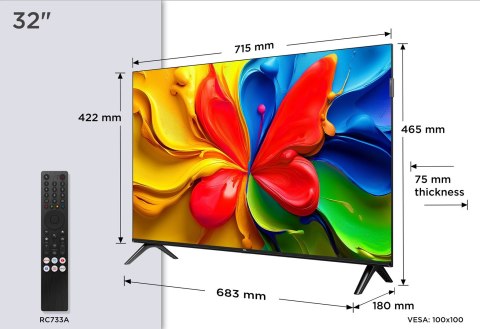 Telewizor TCL 32V4C QLED 32" Full HD Android TV Dolby Digital DVB-T2 Czarny