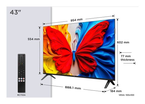 Telewizor TCL 43S59K QLED 43" Full HD Android TV Dolby Digital Plus DVB-T2 Metaliczny