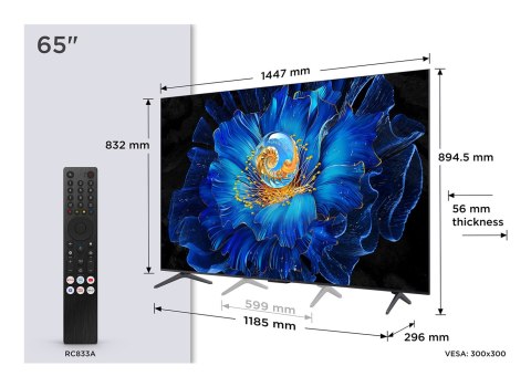 Telewizor TCL 65C69KS QD-Mini LED 65" 4K Ultra HD Google TV Dolby Atmos Metaliczny