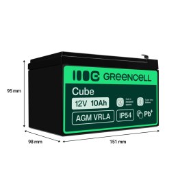 Green Cell AGM VRLA 12V 10Ah maintenance-free bateria do UPS units