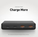 UNIQ Ład. siec. HUB Surge Mini 100Wczarny/charcoal black 2xUSB Quick Charge 3.0 + 2xUSB-C PD 3.0 (LITHOS Collective)