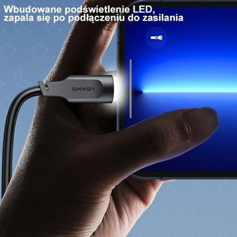 USAMS Kabel USB-C na USB-C PD Fast Charging 1,2m 100W Lithe Series czarny/black SJ567USB01(US-SJ567)