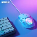 Marvo Mysz FIT LITE G1, 12000DPI, optyczna, 7kl., przewodowa USB, biała, do gry, podświetlenie RGB