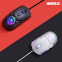 Marvo Mysz FIT LITE G1, 12000DPI, optyczna, 7kl., przewodowa USB, biała, do gry, podświetlenie RGB