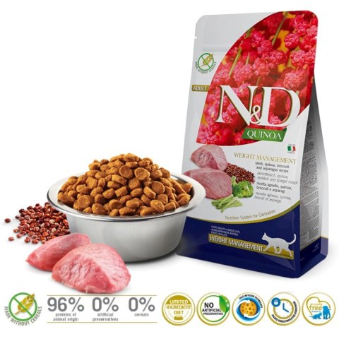 FARMINA N&D CAT QUINOA WEIGHT MANAGEMENT LAMB & BRO