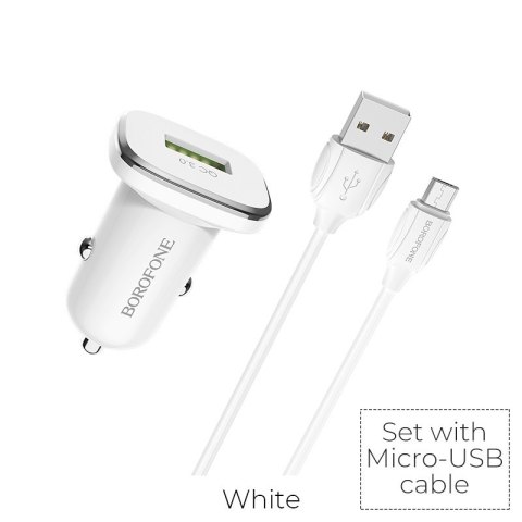 ŁADOWARKA SAMOCHODOWA USB Z QC3.0 I KABLEM MICRO U