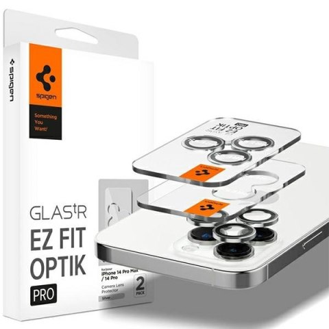 Spigen Optik.Tr Camera iPhone 14 Pro/ 14 Pro Max EZ FIT Lens 2szt./2pcs srebrny/silver AGL05599