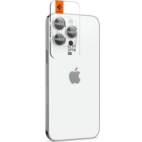 Spigen Optik.Tr Camera iPhone 14 Pro/ 14 Pro Max EZ FIT Lens 2szt./2pcs srebrny/silver AGL05599