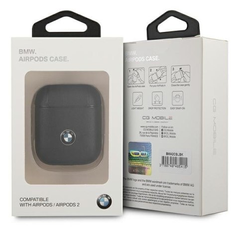 BMW BMA2CSLBK AirPods cover czarny/black Geniune Leather Signature