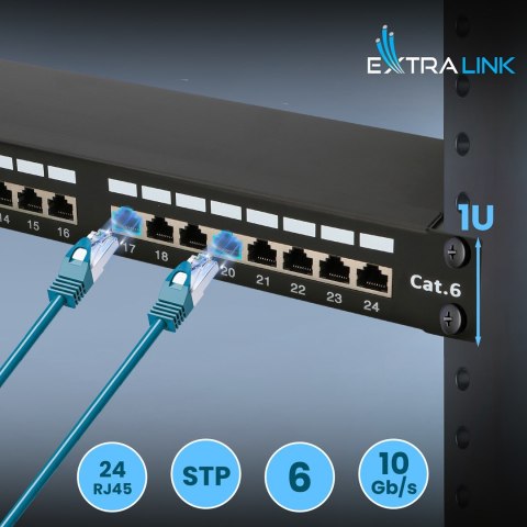 Patch panel Extralink EX.9830 (1U; kat. 5e; 24xRJ-45)