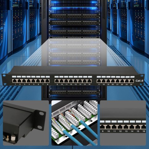 Patch panel Extralink EX.9830 (1U; kat. 5e; 24xRJ-45)