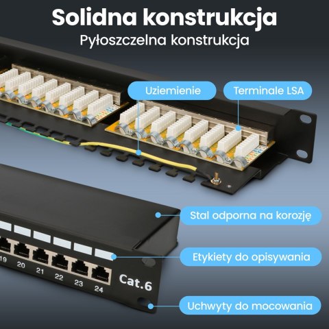 Patch panel Extralink EX.9830 (1U; kat. 5e; 24xRJ-45)