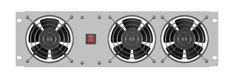 LANBERG PANEL WENTYLACYJNY PIONOWY 3U 19" DO SZAF RACK TRZY WENTYLATORY 230V SZARY