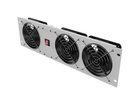 LANBERG PANEL WENTYLACYJNY PIONOWY 3U 19" DO SZAF RACK TRZY WENTYLATORY 230V SZARY