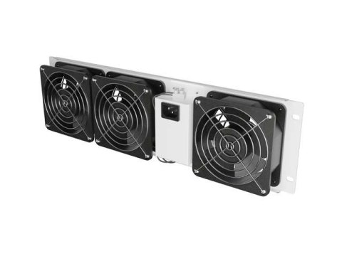 LANBERG PANEL WENTYLACYJNY PIONOWY 3U 19" DO SZAF RACK TRZY WENTYLATORY 230V SZARY