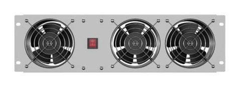 LANBERG PANEL WENTYLACYJNY PIONOWY 3U 19" DO SZAF RACK TRZY WENTYLATORY 230V SZARY