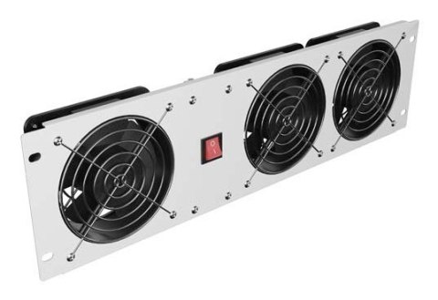 LANBERG PANEL WENTYLACYJNY PIONOWY 3U 19" DO SZAF RACK TRZY WENTYLATORY 230V SZARY