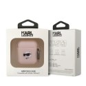 Karl Lagerfeld KLA2RUNCHP AirPods 1/2 cover różowy/pink Silicone Choupette Head 3D