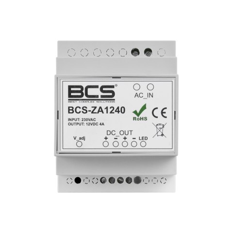 Zasilacz impulsowy BCS BCS-ZA1240 12V 4A z regulacją na szynie DIN