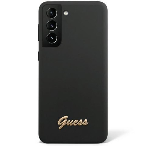 Guess GUHCS23LSLSMK S23 Ultra S918 czarny/black hardcase Silicone Vintage Gold Logo