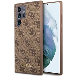 Guess GUHCS23LG4GFBR S23 Ultra S918 brązowy/brown hard case 4G Metal Gold Logo