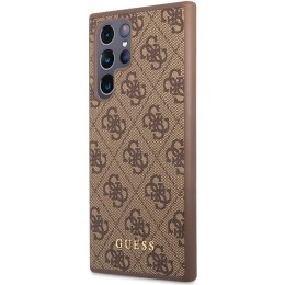 Guess GUHCS23LG4GFBR S23 Ultra S918 brązowy/brown hard case 4G Metal Gold Logo