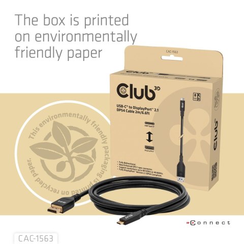CLUB3D CAC-1563 adapter kablowy 2 m USB Type-C DisplayPort Czarny