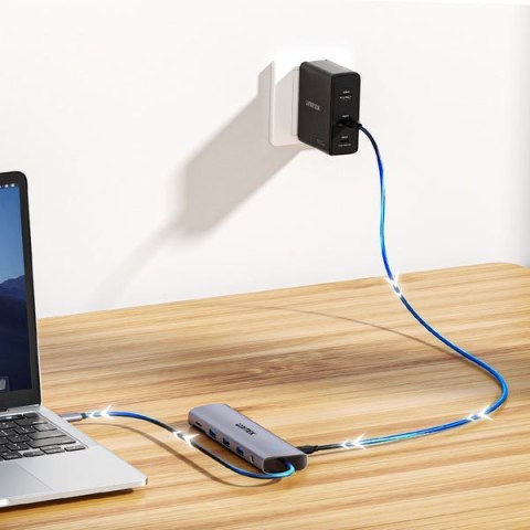 UNITEK D1113BGY01 huby i koncentratory 2 x USB 3.2 Gen 2 (3.1 Gen 2) Type-C 1000 Mbit/s Szary