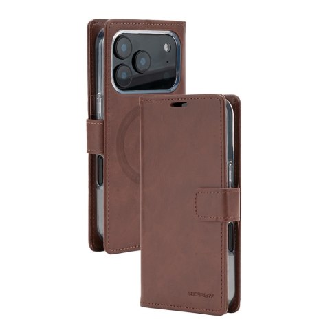 Etui Mercury BlueMoon Diary MagSafe do iPhone 17 Pro / 18 Pro brązowy