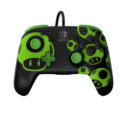 PDP REMATCH: 1-Up Glow in the Dark Czarny, Zielony USB Gamepad Analogowa/Cyfrowa Nintendo Switch, Nintendo Switch OLED