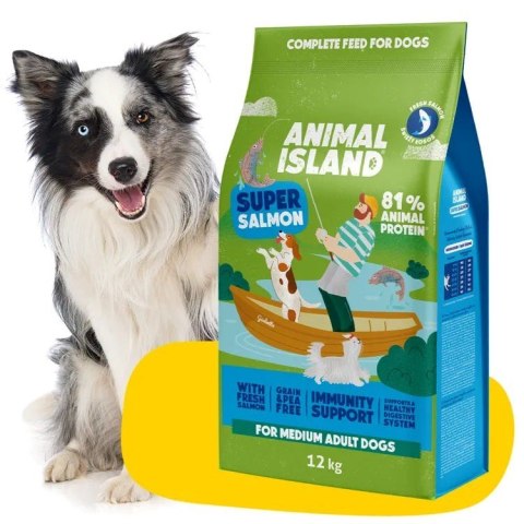 ANIMAL ISLAND łosoś premium karma sucha dla psa 12kg