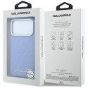 Etui Karl Lagerfeld Grained Allover Logo Metal Elongated MagSafe do iPhone 18 Pro / 17 Pro niebieski