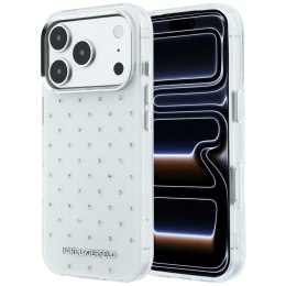 Etui Karl Lagerfeld IML Rhinestones Allover and Electroplated Logo do iPhone 18 Pro / 17 Pro biały
