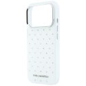 Etui Karl Lagerfeld IML Rhinestones Allover and Electroplated Logo do iPhone 18 Pro / 17 Pro biały