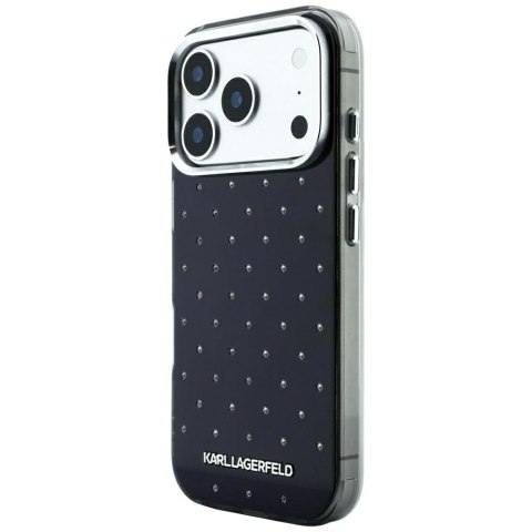 Etui Karl Lagerfeld IML Rhinestones Allover and Electroplated Logo do iPhone 18 Pro / 17 Pro czarny