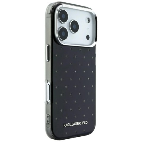 Etui Karl Lagerfeld IML Rhinestones Allover and Electroplated Logo do iPhone 18 Pro / 17 Pro czarny