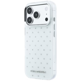 Etui Karl Lagerfeld IML Rhinestones Allover and Electroplated Logo do iPhone 18 Pro Max / 17 Pro Max biały