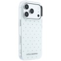 Etui Karl Lagerfeld IML Rhinestones Allover and Electroplated Logo do iPhone 18 Pro Max / 17 Pro Max biały