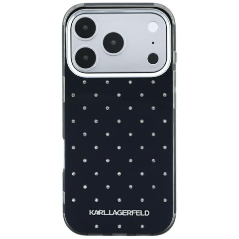 Etui Karl Lagerfeld IML Rhinestones Allover and Electroplated Logo do iPhone 18 Pro Max / 17 Pro Max czarny