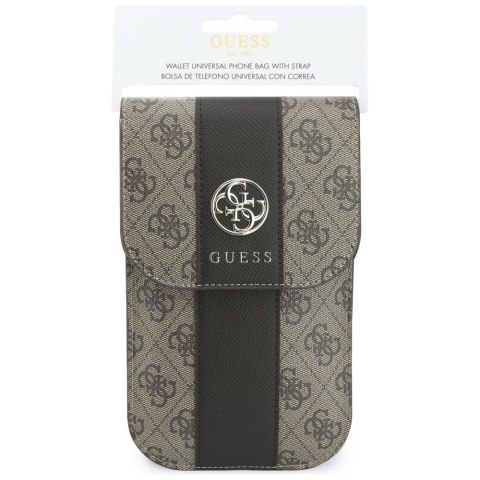 Torebka na telefon Guess 4G & ClassicLogos Stripe Strap brązowy