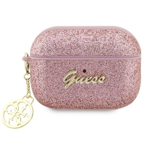 Guess GUAP2GLGSHP AirPods Pro 2 cover różowy/pink Glitter Flake 4G Charm