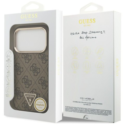 Etui Guess 4G Triangle Logo MagSafe do iPhone 18 Pro / 17 Pro brązowy