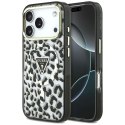Etui Guess IML Leopard Glitter Triangle Logo MagSafe do iPhone 18 Pro / 17 Pro czarny