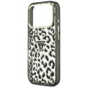 Etui Guess IML Leopard Glitter Triangle Logo MagSafe do iPhone 18 Pro / 17 Pro czarny