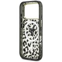 Etui Guess IML Leopard Glitter Triangle Logo MagSafe do iPhone 18 Pro / 17 Pro czarny