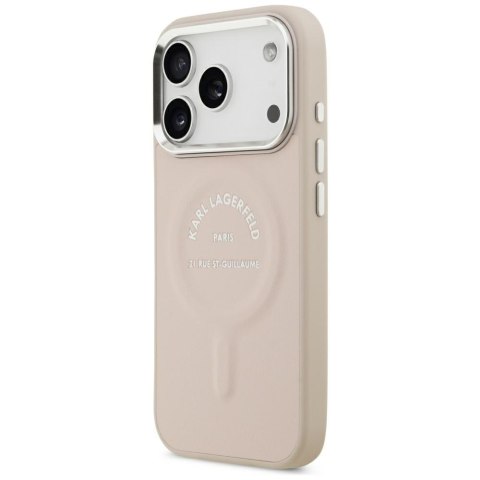 Etui Karl Lagerfeld Embossed Open Ring RSG Logo MagSafe do iPhone 18 Pro / 17 Pro różowy
