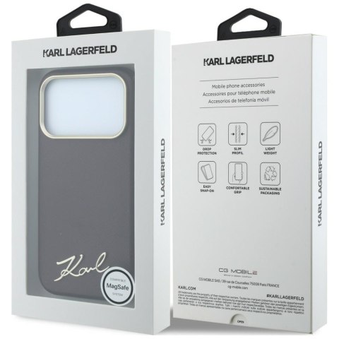 Etui Karl Lagerfeld Saffiano Small Script Metal Logo MagSafe do iPhone 18 Pro / 17 Pro burgundowy