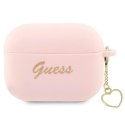 Guess GUAP2LSCHSP AirPods Pro 2 cover różowy/pink Silicone Charm Heart Collection