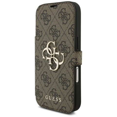 Etui Guess Book 4G Metal Logo do iPhone18 Pro / 17 Pro brązowy