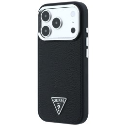 Etui Guess Grained Triangle Logo MagSafe do iPhone 18 Pro / 17 Pro czarny